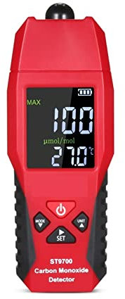 SUPXON Gasanalysemessgerät Tragbares Kohlenmonoxid-Messgerät CO-Gasanalysator-Messgerät LCD-Display Farbdisplay Ton- und Lichtalarm 0–1000 ppm