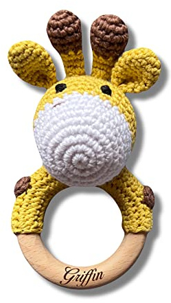 Babyrassel GIRAFFE gehäkelt personalisiert/ohne Personalisierung (Personalisiert)