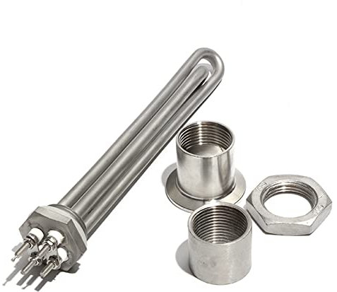 DHVIJA Réchauffeur Tubulaire à Filetage BSP de 1 Pouce avec Accessoires 304 élément Chauffant SUS for Chauffe-Eau Solaire 12V/24V/36V/48V 200W/300W/600W Joyous (Size : 1 inch BSP 12V, Color : 200W 2