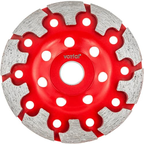 Vorfal Diamantschleiftopf 125mm Betonschleifer Typ T Diamanttopfschleifer Schleifscheibe Diamant Schleifteller für Stein, Beton, Fliesenkleber, Granit, Mauerwerk, Estrich, Kleberresten