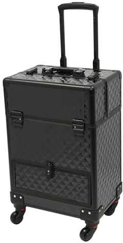 Kosmetikkoffer Schminkkoffer Beautycase für Damen Makeup Kosmetik Koffer Nagelkoffer Friseurkoffer mit Nagelorganizer und 7 Fächern für Profis und Reisen (Black)