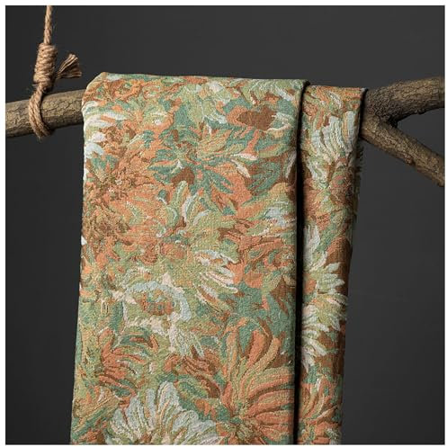 Gelb und Grün Floraler Stoff Vintage Stil im Grafikdruck Boho Art Dekostoff 148x100cm Baumwollstoff Bedruckte Stoffe Patchwork für Polster und Home Accents