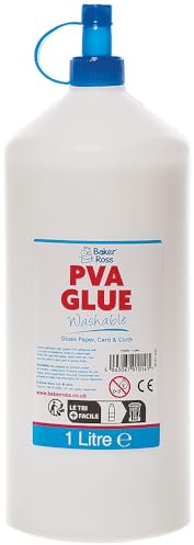 Baker Ross FN078 Tvättbart PVA-lim - 1 liter, PVA för skolor, läromedel, universallim för trä, papper, kort