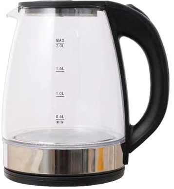 Bollitore elettrico in vetro senza fili, caldaia ad acqua calda | Bollitore silenzioso per acqua ebollizione rapida da 2 litri | Bollitori elettrici Cucine domestiche Ristoranti per tè e caffè