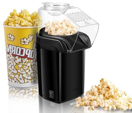SMoonga Machine à Pop-Corn à air Chaud, Machine à Pop-Corn sans Huile, 2 Minutes de Pop-Corn Rapide, Machine à Pop-Corn électrique 1200 W, Pop-Corn pour soirée cinéma, fêtes et Home cinéma