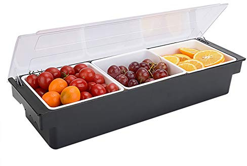 HauTour Recipiente para ingredientes ABS Recipiente con tapa Recipiente para guarniciones Recipiente para ingredientes Especias Recipiente para ingredientes 3 X 400 ml Compartimentos para limones
