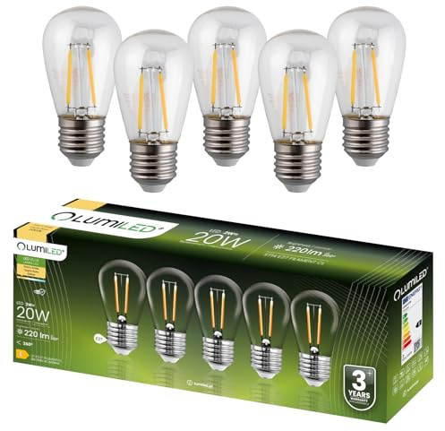 Lumiled LED Lampen E27 ST14 2W ersetzt (20W Glühlampe) 5 Stück Set 220lm 3000K warmweiß 230V Glühbirne Birne Leuchtmittel Energiesparlampe