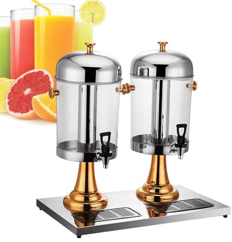 Dispensador De Bebidas, Dispensador De Bebidas Transparentes, Cerveza, Agua, Jugo, Bebidas FríAs, CóCteles, Ponche, MáQuina Dispensadora De Bebidas De Acero Inoxidable,Golden-DoubleShape