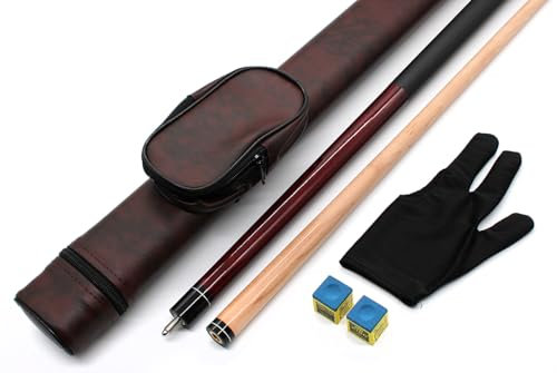 BILMAG Billard Queue Set Komplettset Cobra Mahagony, 148cm Queue mit Köcher, Handschuh und Kreide