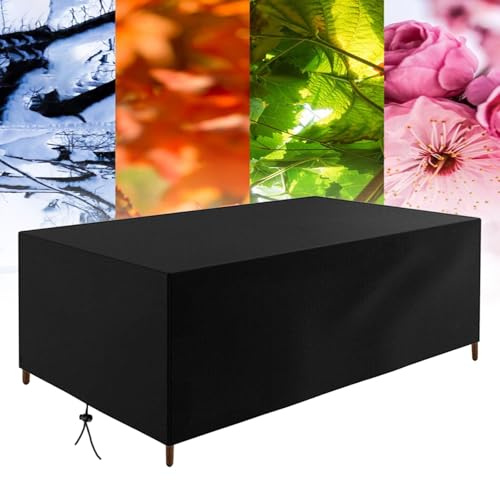 OUZUIU Abdeckung Für Gartenmöbel 110x50x55cm/LxWxH 420d Oxford Schutzhülle Rechteckig Outdoor-Gartentisch Abdeckung Für Tisch Und Stuhl Wasserdicht Winddicht Kälteschutz, UV-Schutz Und Regenschutz