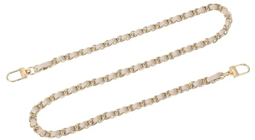 QUARKZMAN Reemplazo Cadena Bolso, 80cm Correa para Bolso Bandolera de Bolso para Mujer Cadena Metálica Plana PU Accesorio para Bolso de Mano Bolso Cruzado Crossbody (Dorado Beige)