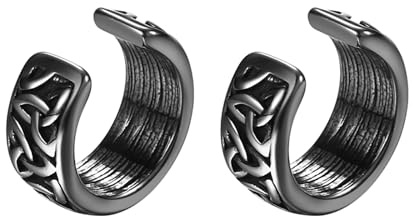 JewelryWe viking öronklämmor öronklämma män: rostfritt stål nordiska keltiska knutar brosk öronmanschett falsk piercing kreoler clip on örhängen utan hål för män kvinnor, Rostfritt stål