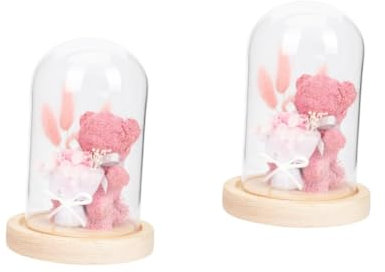 MAGICLULU 2 Pièces Ours en Fleurs stabilisées Bougie Fleuriste Bouquets Présent Decoration décoration Fleurs pour Ornement de la Saint Valentin Un Verre Rose