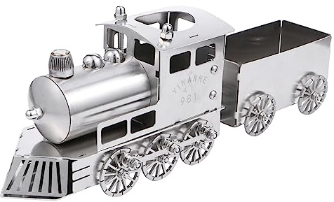 KONTONTY Modelo de Tren de Vapor Clásico de Acero Inoxidable para Decoración de Escritorio, Resistente a Golpes y Desgaste, Estilo Retro y Lujo para Mesa