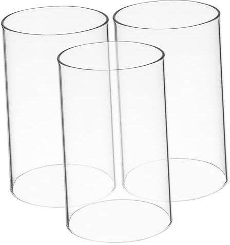 Garneck Cache-Bougies en Verre Transparent 6x10 Cm Set De 3 Caches Bougies Coupe-Vent Solides Résistants à La Déformation Et à La Poussière Décoration Intérieure Et Abat-Jour pour Bougeoirs
