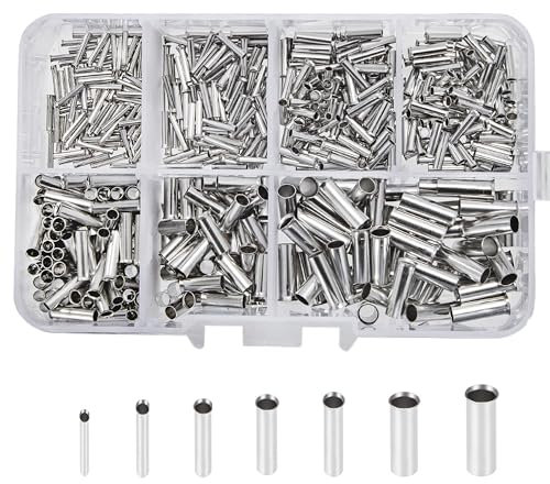 Embouts de Câble Non Isolés 0,5/0,75/1,0/1,5/2,5/4,0/6,0 mm², 600 Pièces Connecteurs à Bout Terminaison à Sertir de Fil pour les Projets D'électrique, 10-22 AWG