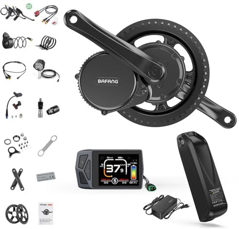 BAFANG BBS02B Mid Drive Kit 48V 500W Mid Motor CAN Protocol Electric Bike Ebike Conversion Kit with 48V 13Ah Battery & EKD01 Display & 44T Chainring for BB68-73mm Mountain Bike
