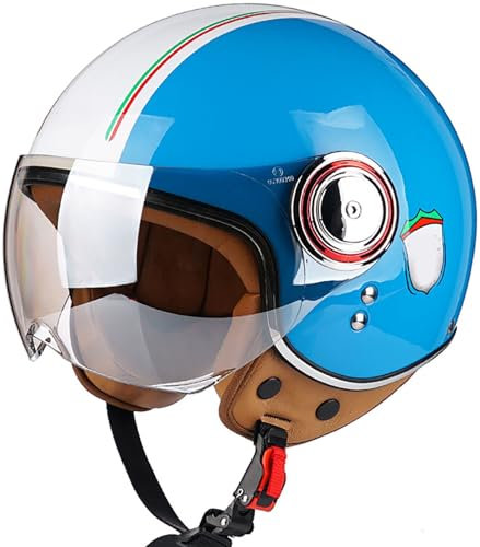 Retrò Mezzo Casco Scooter Crociera Bicicletta Casco A Scodella Scooter Motorino Mezzo Elmetto Moto DOT/ECE Omologato Cromwell Caschi Portatile Mezzi Caschi Jet Casco Scodella 10,XL=61-62CM