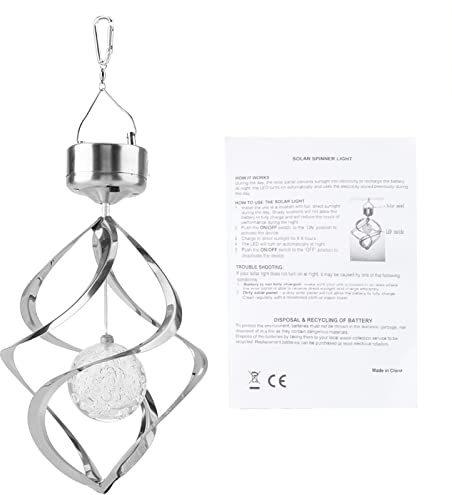 Bunte Solarbetriebene LED -Wind - -Licht, Langlebige Hängespinnerlampe für Hausgartendekor mit Innerer Solarpanel und Wiederaufladbarer Akku