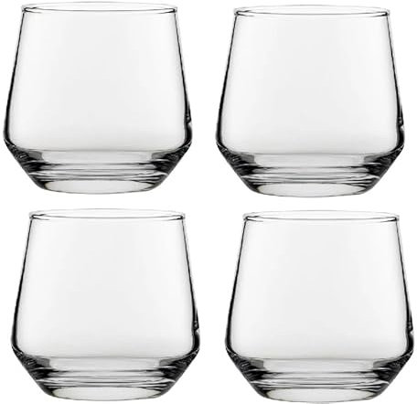 Hyper Mart Whiskey Glasses, Stemless Wine Glass Set, Bourbon Glass, Brandy Cognac Snifter, 370ml, Set of 4