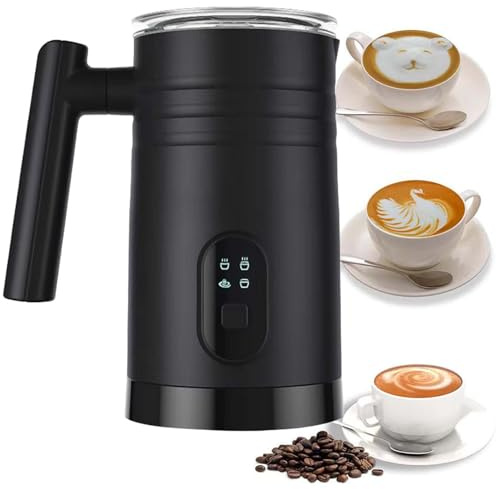 vnmudzeo Montalatte Elettrico, Monta E Schiuma in Pochi Secondi, Montalatte Elettrico Professionale da 400 W, per caffè, Latte E Latte Caldo,Black