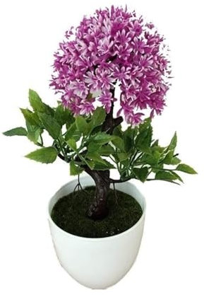 YASS Pianta Artificiale in Vaso, Fiore di Cipolla, pianta a Palla, Ricco Set di Fiori, Finto Bonsai in Vaso, Decorazione per la casa