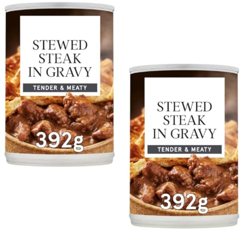 Stewed Steak in Rich Gravy, Tender Beef Chunks, 392g, Pack Of 2