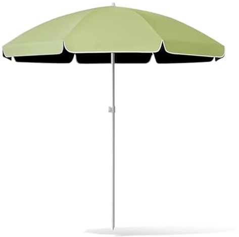 Parasol de plage portable avec protection UV avec porte-gobelet et crochet, 220 cm, pour jardin, terrasse et camping (vert)