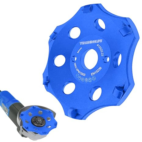 PKD PCD Diamantschleiftopf 125mm, 6 Segmente Diamant Schleiftopf für Winkelschleifer, Schleifteller Topfschleifer zum Fliesenkleber Beschichtungen auf Granit Stein Beton,Winkelschleifer Schleiftopf