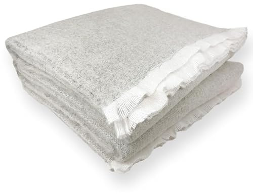 SOFT & SOFT AP MOHAIR coperta lana/plaid misura MATRIMONIALE cm 200x240 tinta unita-Grigio melange
