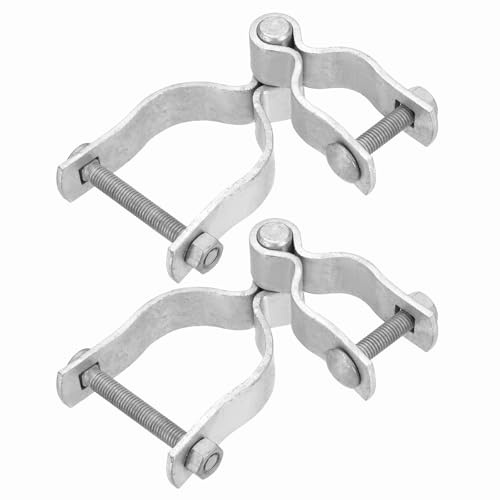 sourcing map 2 Pack Chain Link Fence Gate Post Hinge, 1-3/8 2-3/8 Galvanized Steel Chain Link Fence Post Hinges Heavy Duty Gate Frame Hinge with Bolts and Nuts for Outside Round Pipe