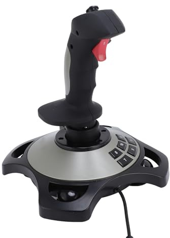 PUSOKEI PC Simulations Controller Joystick, USB Gaming Flugsimulator mit Vibrationsfunktion und Drosselklappensteuerung, Flugsimulator Joystick Gamecontroller für PC