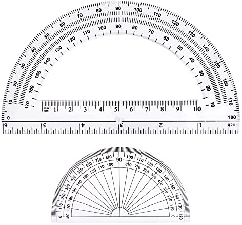 Goniometro 180°, Goniometri Matematici Plastica, Matematica Geometria Strumento Forniture per Ufficio Scuola Casa Classe Studenti, 4 Pollici e 6 Pollici, Trasparente (2 Pezzi)