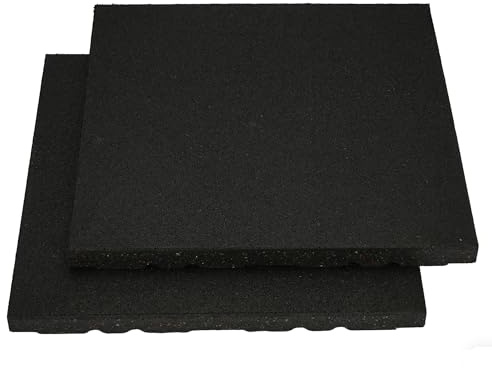 GOOFCXO 1.37'' Thick EPDM Exercise Equipment Mats 2PCS 20'' X 20'' Heavy Duty Rubber Silencer Drop Pads Noise Reducing Weightlifting Crash Mats Shock Absorbing Floor Protectors for Home Gym, Black