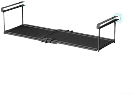 Verstellbarer Metallkorb zur Aufbewahrung unter dem Regal mit Erweiterungsfähigkeit von 30 cm bis 60 cm für ordentliche Anordnung in Küche oder Arbeitsplatz (schwarz)