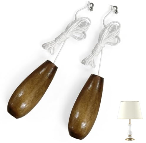HX YUEGOUHUI 2 Pcs Light Pull Cord with 150cm Extension, Wooden Pull Cord Handle for Bathroom, Fan Switch, Light Fixtures, Ceiling Fans, and Home Lighting Control