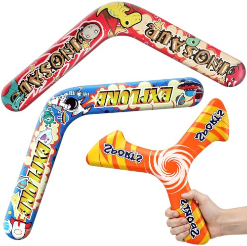deAO 3 Stück Bumerang, Wurfspielzeug Boomerang Set Für Anfänger und Kinder | Farbig Rückkehr-Bumerang für Outdoor-Spiele, Klassische V-förmiges Zurückkehrender Wurfspiel Spielzeug, Schlank & Leicht