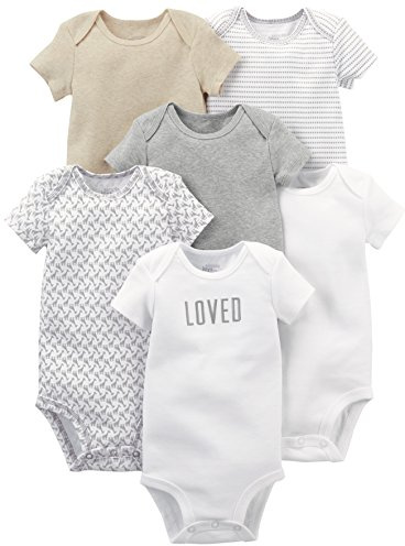 Simple Joys by Carter's Strampler, für Babys, kurzärmlig, 6er-Pack ,Weiß/Grau ,Preemie