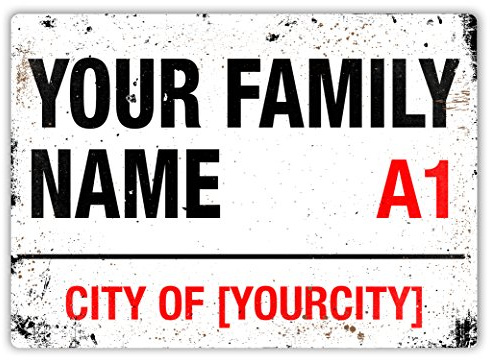 WTF | Personalised Family Street Sign | Worn Style with Sticky-Pads - Metal Wall Sign Plaque Art Inspirational