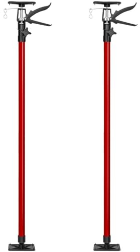 tectake® 2 Puntelli telescopici regolabili 20x8x115cm, Set 2 Pezzi Asta Telescopica fino a 290 cm, Portata 30 kg cad., Piastra di supporto antiscivolo, Supporto Solai, Cartongesso, Edilizia - Rosso