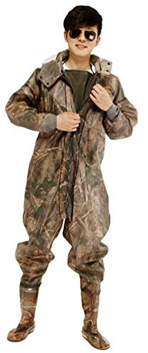 Xinwcang Herren Weatherguard Regen-Anzug Camouflage Wathose Angelanzug Teichhose Hochwasserhose mit Profilsohle 43