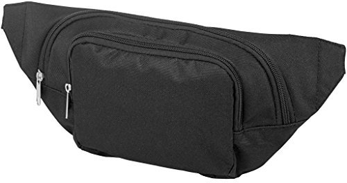 notrash2003 Bauchtasche Hüfttasche Gürteltasche längenverstellbar Umhängetasche Wimmerl für Sport und Urlaub in schwarz mit 2 Reissverschlusstaschen