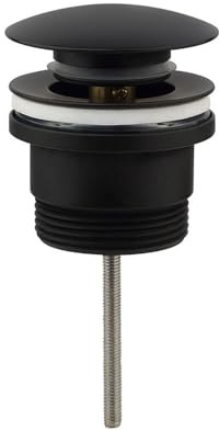 Universal Black Clic Clac Ablaufgarnitur für Waschbecken und Bidet, mattschwarz, Überwurfmutter 1 1/4, aus Messing