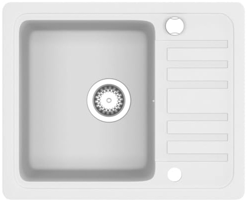vidaXL Granite Kitchen Sink Single Basin White