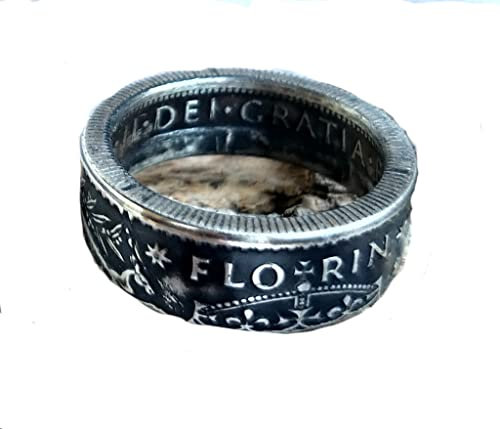 Coinring, Münzring, Ring aus Münze (1 Florin, Australien 1946,1951), 500er Silber - Double Sided coin ring - Größe wählbar, handgeschmiedetes Unikat