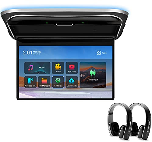 XTRONS 12.5 Android Car Overhead Player Full HD IPS 106° Screen Octa-core Car Roof Multimedia Player Car Video with Superior Sound and Screen Mirroring Support 8K Video HDR10+/HDMI/USB/AV/IR/WIFI