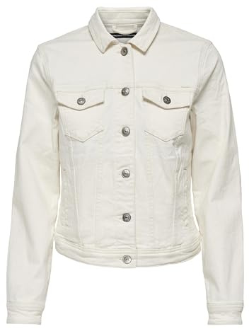 ONLY ONLTIA DNM Jacket COL PIMBOX Noos Blouson en Jean, Ecru, 38 aux Femmes