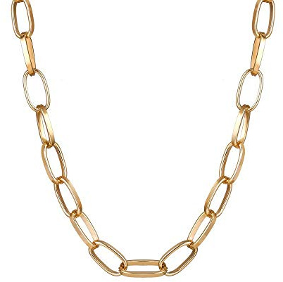 BSLVWG Punk Layered Necklace Choker Gold Miami Choker Necklace Cuban Curb Link Chain Necklace Double Layer Chunky Choker Flat Chain Necklace Jewelry for Women and Girls