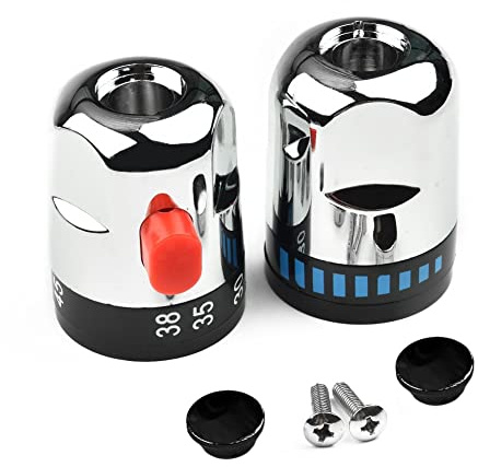 Emiif 1/2 Paar Thermostatische Kontrollgriffe Thermostatische & EIN-/Aus-Wasser-Kontrollgriffe für Combo für Badewanne Dusche Mischbatterie ABS Silber