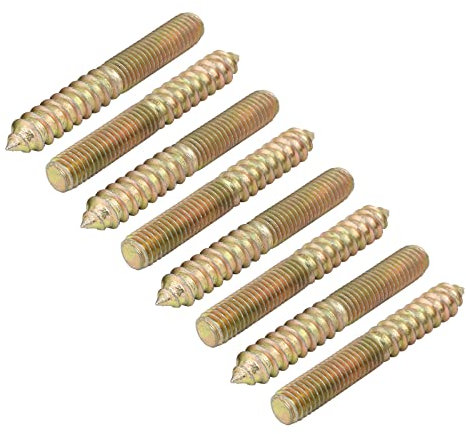 METALLIXITY Doppelseitige Schrauben (M8 x 60 mm), 8 Stück, Stockschrauben aus Kohlenstoffstahl, selbstschneidende doppelseitige Schrauben – für Reparaturen zu Hause